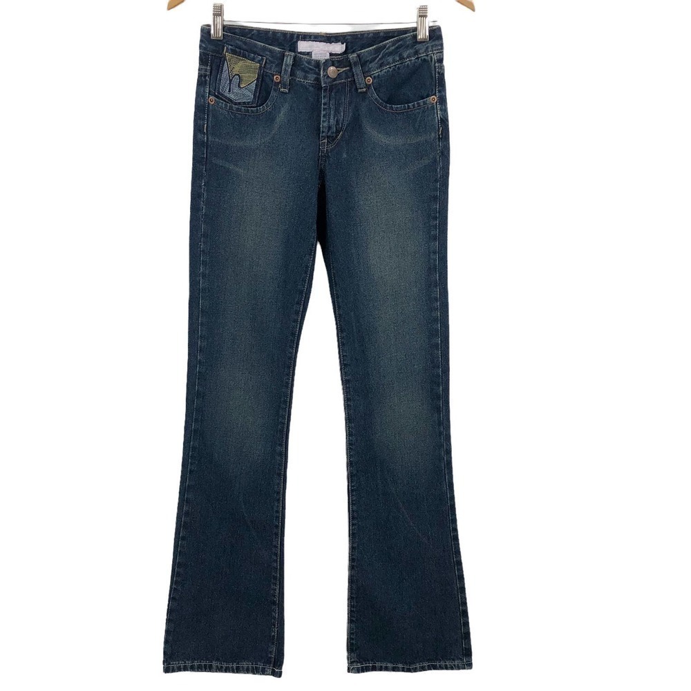 Fancy Collection Women's Bootcut Jeans Size 25 Medium Wash Low Rise Y2K Denim
